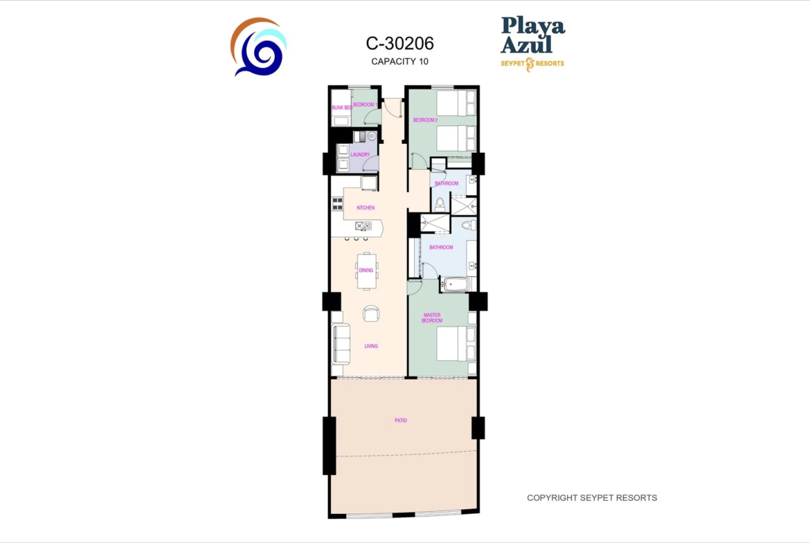 C-30206 | 3 Bedroom EXTRA LARGE PATIO