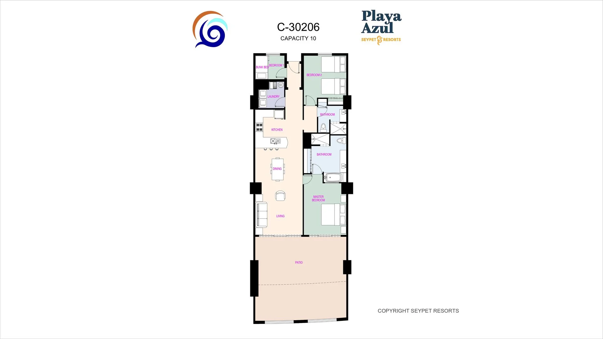 C-30206 | 3 Bedroom EXTRA LARGE PATIO